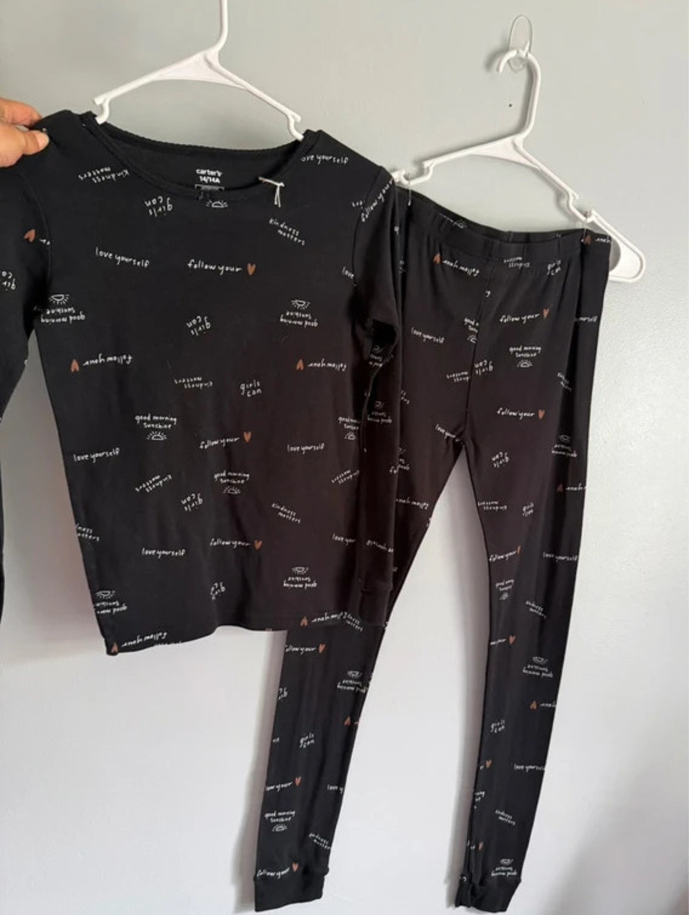 Carter’s Girls 2 Piece Pajama Set Black 14